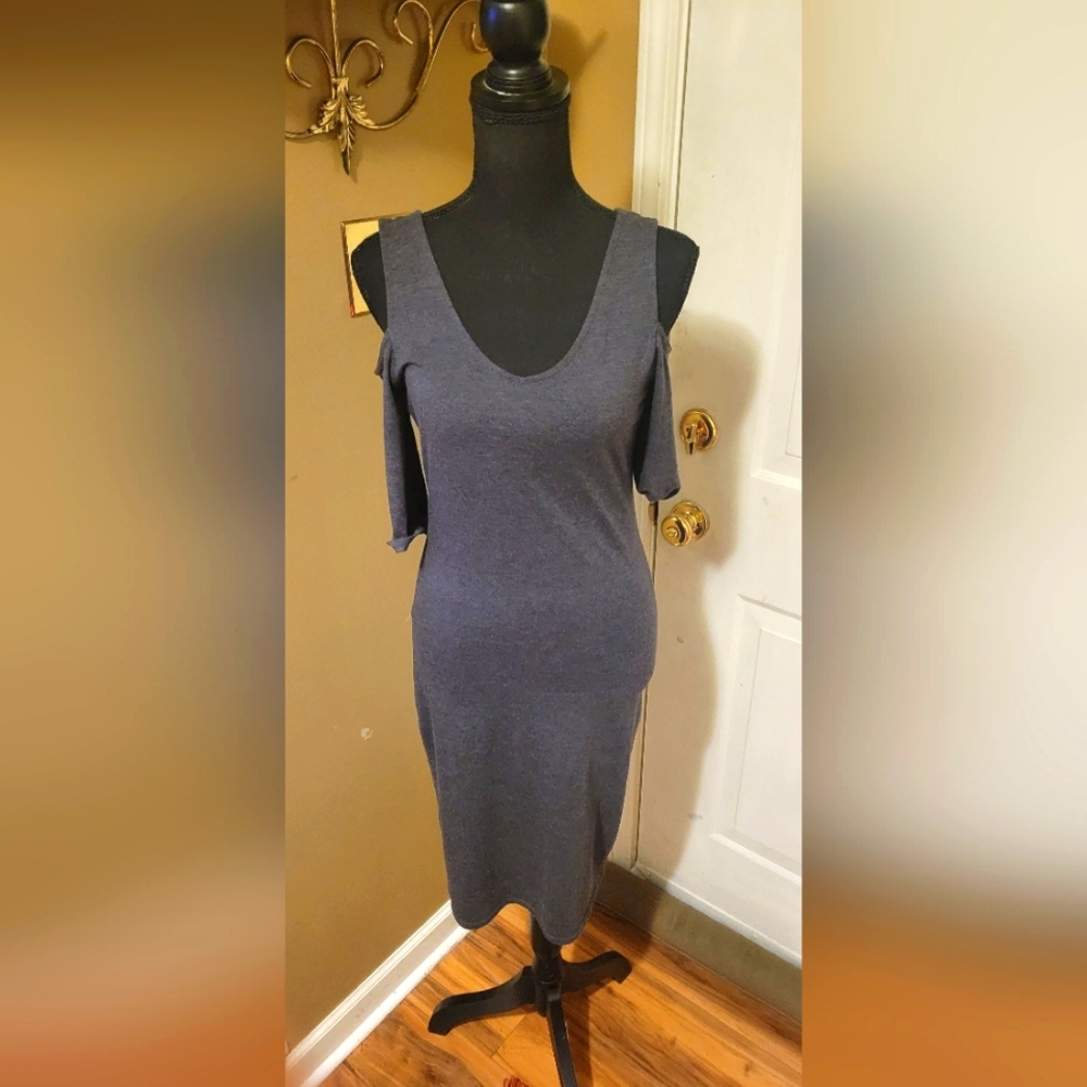 Papaya Grey Cold Shoulder Bodycon Dress